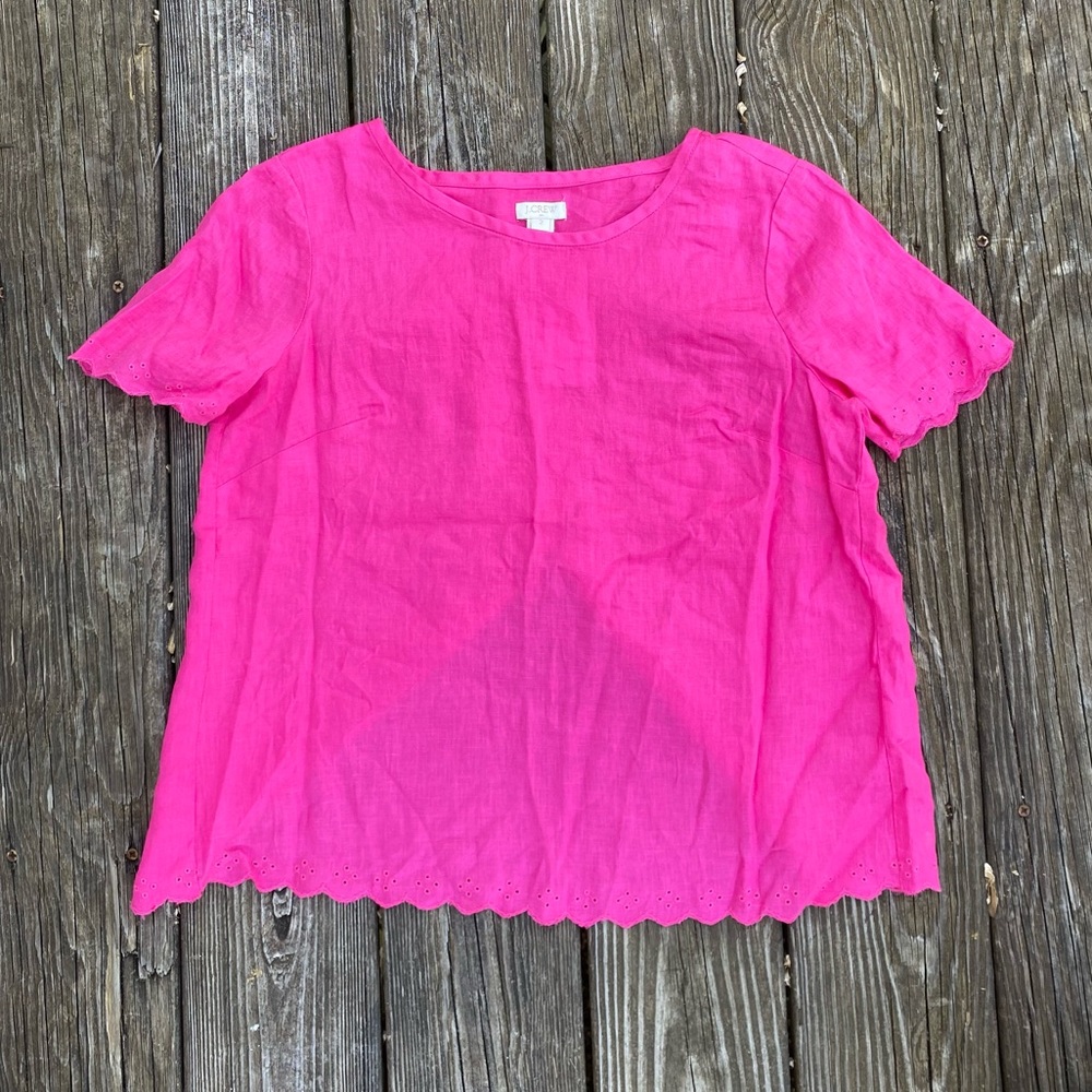 J. Crew Linen Shirt with Scallop Detail